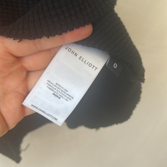 John Elliott racerback tank top sz 0 XS waffle knit raw hem made in USA black - Picture 5 of 8